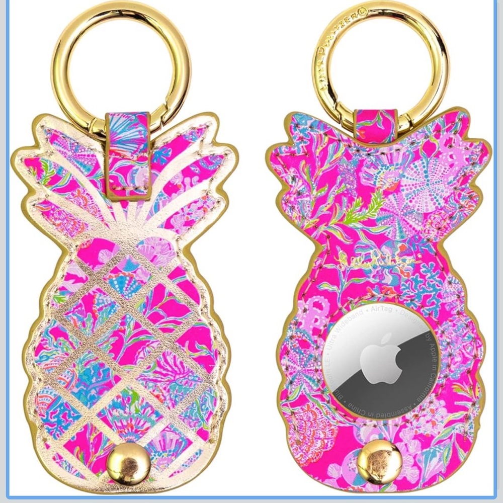 Lilly Pulitzer Pink and Gold Pineapple Shell Me Something Good tag holder - Picture 4 of 5